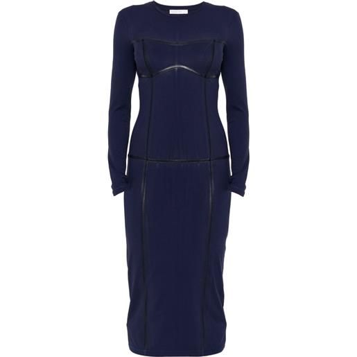 Patrizia Pepe abito a maniche lunghe con bordi in pelle - blu