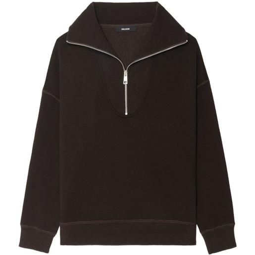 Zadig&Voltaire polo con mezza zip - marrone
