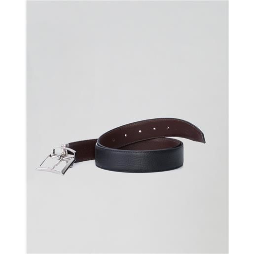 LeatherTrend.it bernardo - cintura reversibile liscia testa di moro e nero in vera pelle di cervo double face