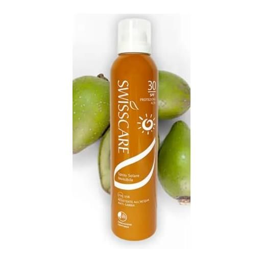 Just swisscare spray solare invisibile spf 30, protezione alta, resistente all'acqua, anti-sabbia