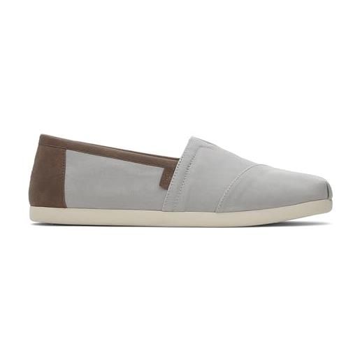Toms espadrillas grigio, scarpe da ginnastica uomo, drizzle grey brushed twill tan synthetic, 45 eu