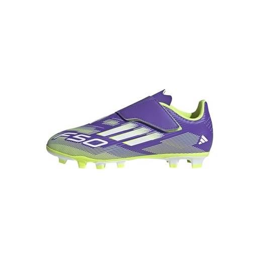 adidas unisex - bambini f50 club hook and loop firm ground/multi ground football boots kids, core black/iron met. /lucid lemon, 28 1/2 eu