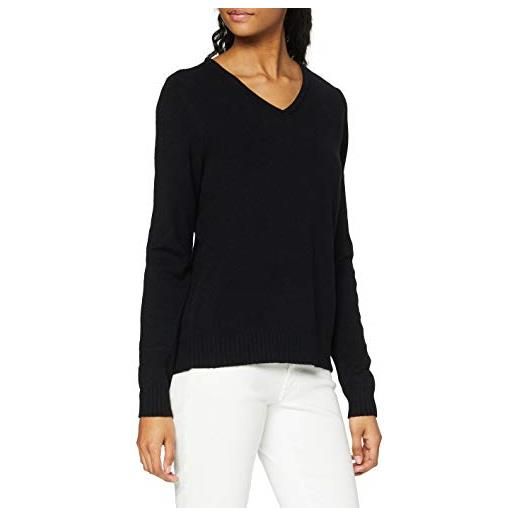 Vila clothes viril l/s v-neck knit top-noos, felpa donna, nero (black), 38 (taglia produttore: medium)