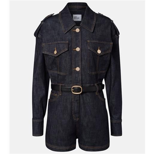 Self-Portrait jumpsuit corta di jeans