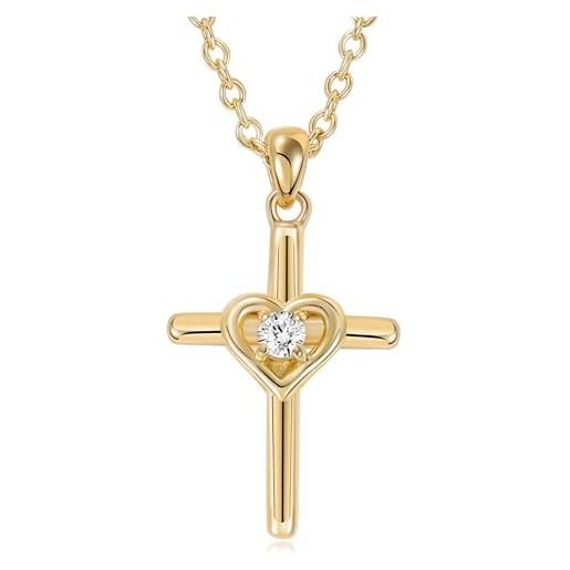 Elli Collana Donna In Argento 925 Con Ciondolo Palla E Croce, Girocollo Base, Realizzata A Mano, Lunghezza Regolabile