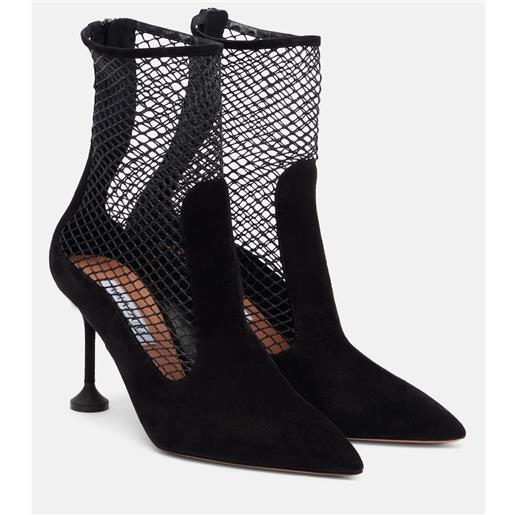 Aquazzura stivaletti dawn 85 in suede e mesh