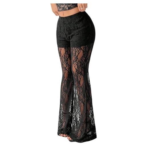 Leggings Guru-Shop Psytrance Goa Con Pizzo | Pantaloni Donna Festa E Yoga | Cotone Con Inserti In Pizzo Taglia M/L (38) - 3