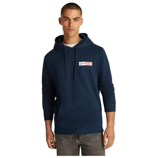 Tommy Jeans uomo felpa entry graphic con cappuccio, blu (dark night navy), xxl