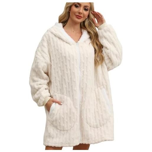 Generico vestaglie con cappuccio per donna, coperta indossabile per adulti, pigiama morbido in peluche per indumenti da notte, morbida coperta | cappotto da casa a maniche lunghe con cappuccio per donne e ragaz