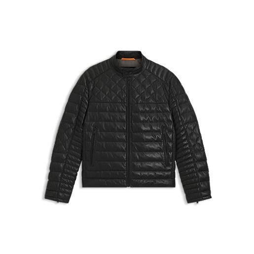 BOSS giubbotto in nappa con struttura trapuntata mista, nero