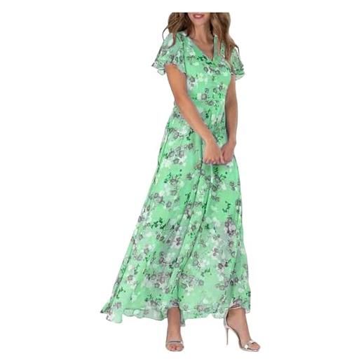 Generic abito lungo estivo donna vestito a mezze maniche boho curvy leggera elasticizzata vestiti casual mare spiaggia da con tasche comodi prendisole viaggio per estate