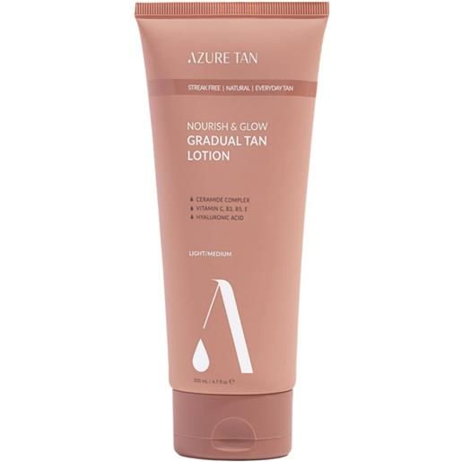 Azure Tan nourish & glow lozione corpo autoabbronzante graduale, light-medium