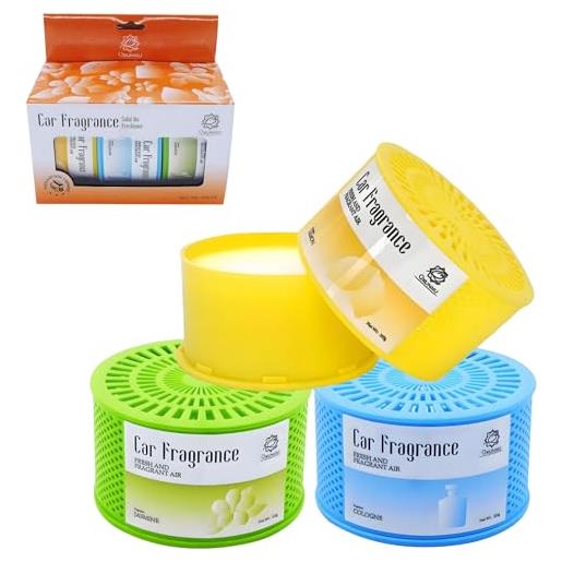 Q QXUNMU set di 3 profumatore auto, deodorante per casa auto e ufficio, deodorante per auto al limone, gelsomino e colonia, regalo divertente per donne e uomini 215 g*3 pezzi