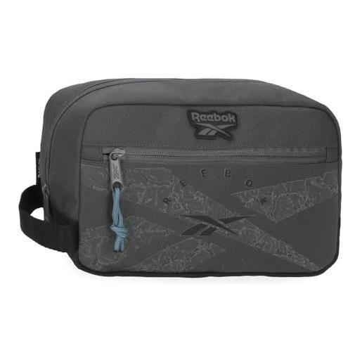 Reebok stam beauty case a due scomparti adattabile grigio 25 x 15 x 10 cm poliestere by joumma bags