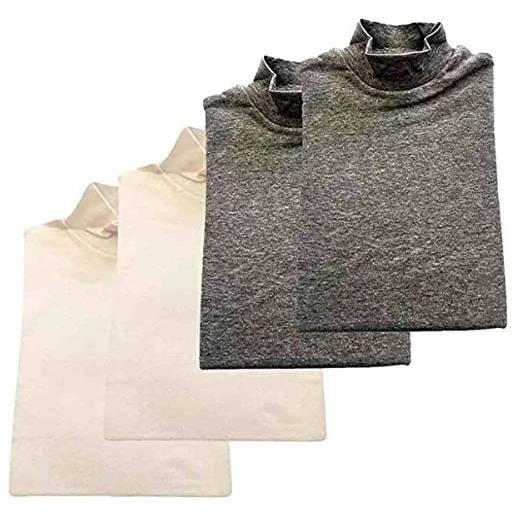 BIMBISSIMI 1 set da 4 lupetti bambino/bambina in caldo cotone da 3 a 16 anni. 2 bianco + 2 grigio 9