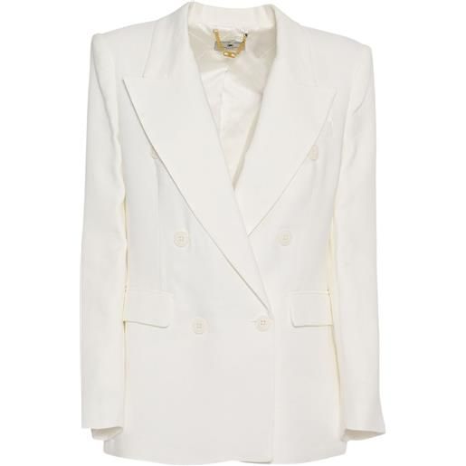 Elisabetta Franchi giacca doppiopetto in lino - bianco