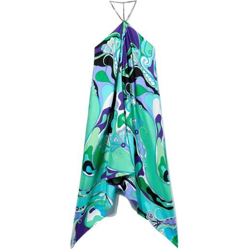 PUCCI abito asimmetrico con scollo all'americana - verde