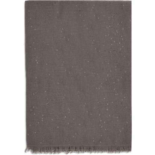 Brunello Cucinelli sciarpa con frange e paillettes - marrone