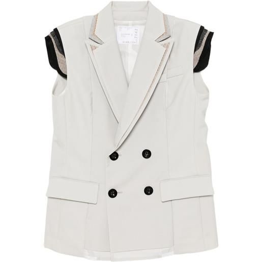 sacai gilet doppiopetto - toni neutri