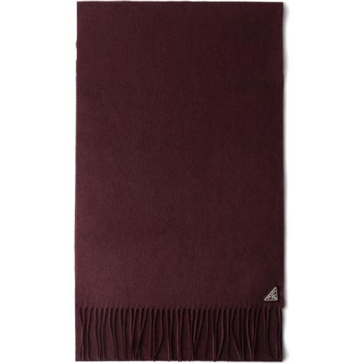 Prada sciarpa con logo triangolo e frange - rosso