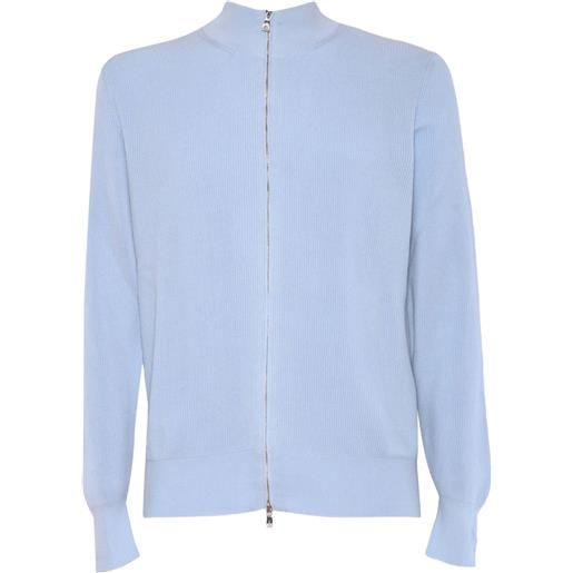 Ballantyne cardigan a coste con zip - blu