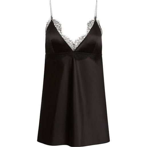 Nina Ricci top smanicato con finiture in pizzo - nero