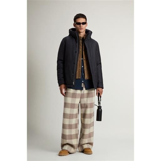 Woolrich uomo parka corto in misto lana e seta nero taglia xs