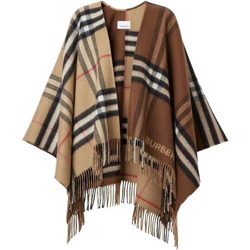 Burberry mantella con frange - marrone
