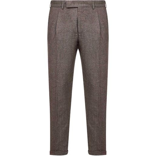 PT Torino pantaloni in lana con pieghe - marrone