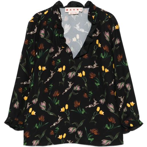 Marni blusa a fiori - nero