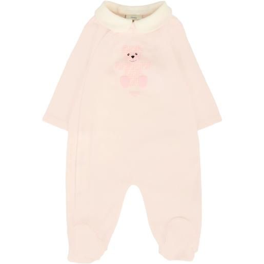 Fendi Kids set neonato con ricamo teddy bear - rosa