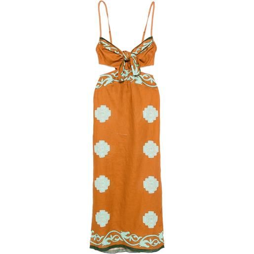 Johanna Ortiz abito midi los siete mares - marrone