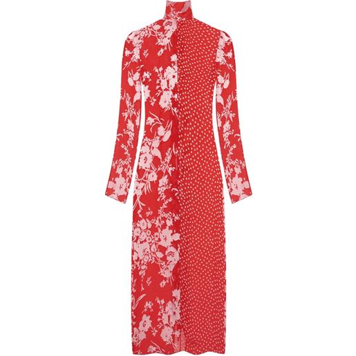 Marine Serre abito lungo a fiori e pois - rosso