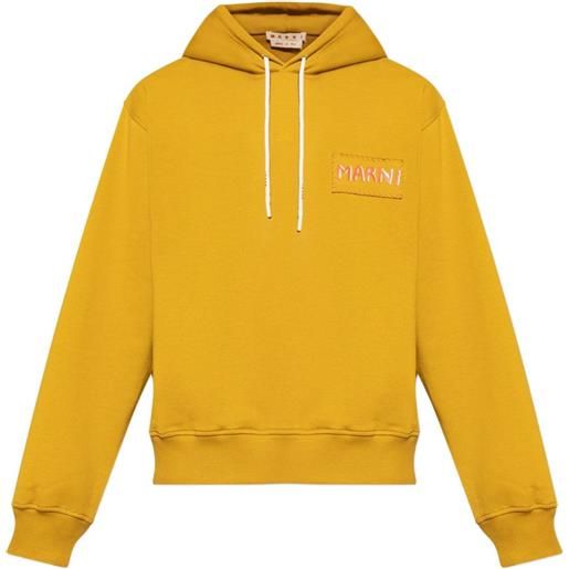 Marni felpa in cotone con cappuccio e logo - giallo