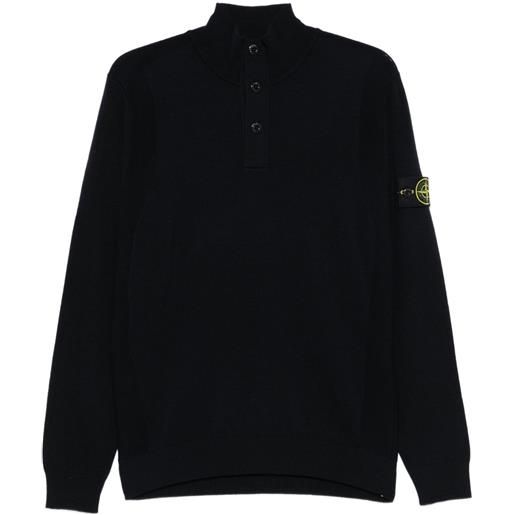 Stone Island maglione a collo alto con abbottonatura - blu