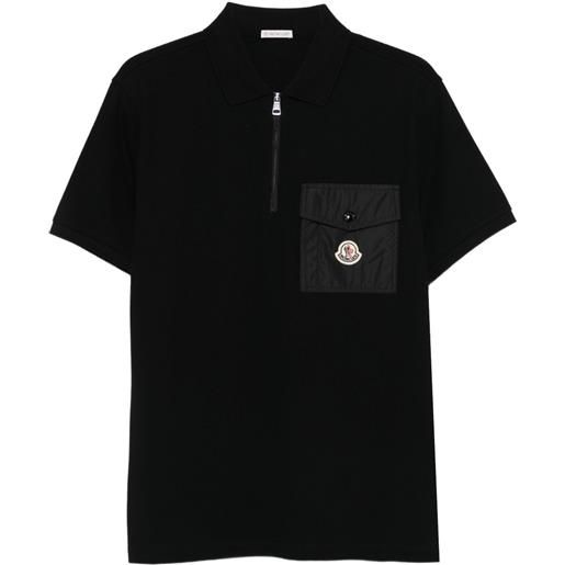 Moncler polo con mezza zip - nero