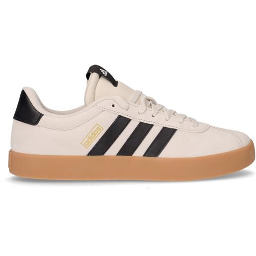 ADIDAS vl court base 3.0 sneaker in pelle nero alluminio - uomo - nero alluminio