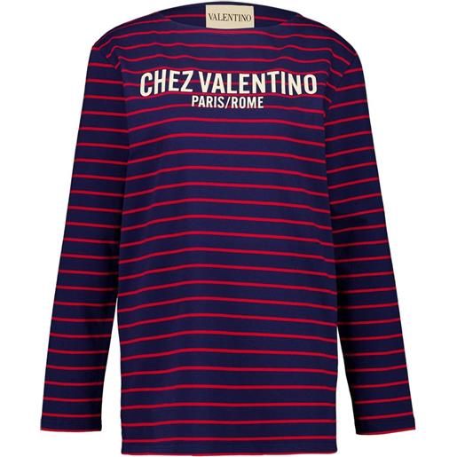 Valentino Garavani t-shirt a righe con stampa - blu