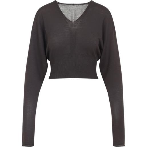 Rick Owens blusa con scollo a v - marrone