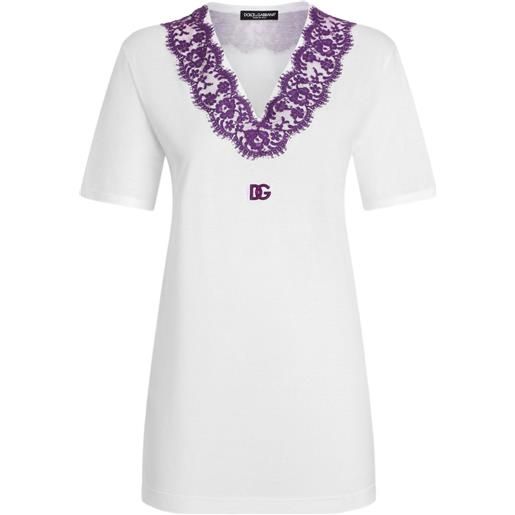 Dolce & Gabbana t-shirt dna con pizzo - bianco