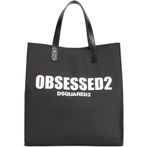 DSQUARED2 borsa a spalla con stampa logo - nero