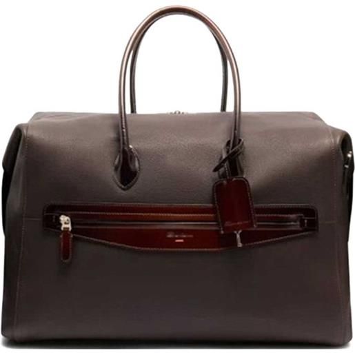 Santoni borsa da viaggio in pelle con manico - t50darkbrown