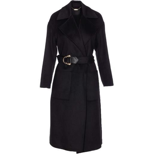LIU JO cappotto in lana con cintura - nero