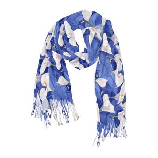 Amooorous nature calla lily scialli e sciarpe blu royal fashion imitazione cashmere sciarpa da donna per adulti chalinas para mujer de frio