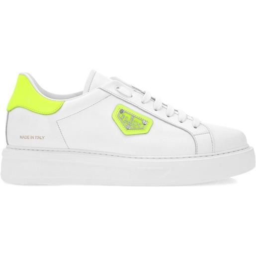 Philipp Plein sneakers in pelle con placca logo - bianco