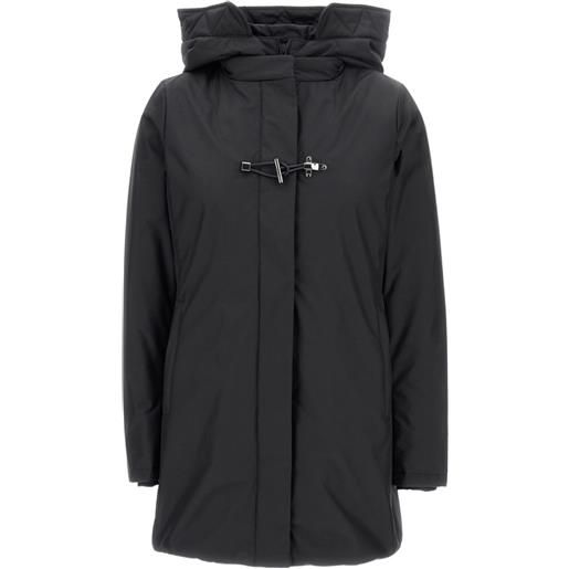 Fay cappotto con cappuccio e chiusura con olivetta - nero
