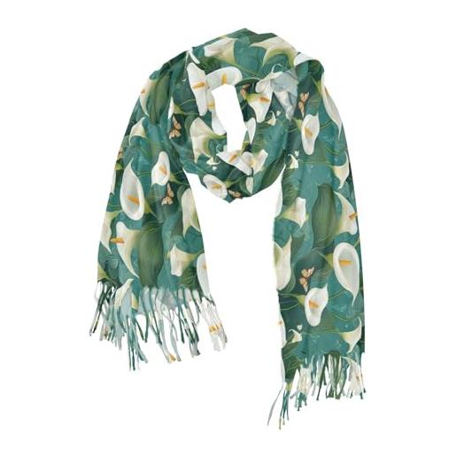 Amooorous scialli e sciarpe chic calla lily turchese comodi imitazione cashmere morbido da donna per autunno bufandas para mujer