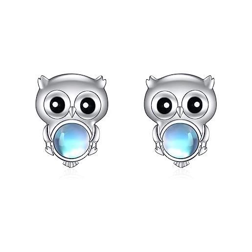 YAFEINI orecchini a gufo per signore ragazze argento 925 orecchini a perno in pietra di luna regalo gufo gioielli in pietra di luna