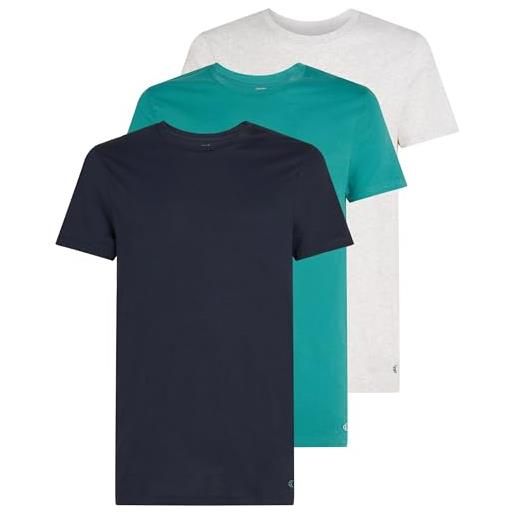 Calvin Klein uomo t-shirt maniche corte confezione da 3 in cotone, multicolore (shoreline, snow hthr, lively teal), l