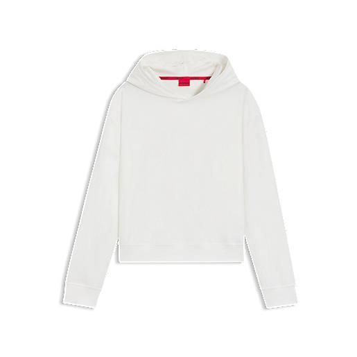 HUGO felpa con cappuccio relaxed fit in jersey elasticizzato con logo stampato, colore neutro